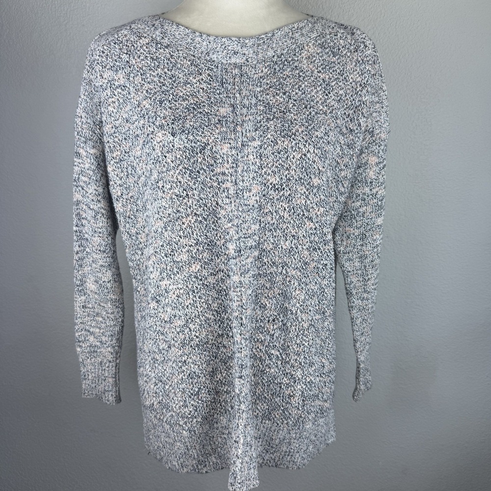 LOFT Flecked Boatneck Knit Design Tunic Sweater Size Small Pink Grey Blend XXS